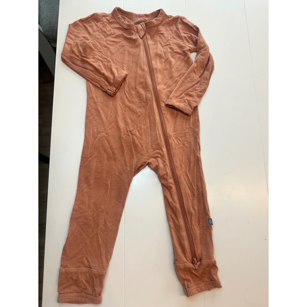 Kyte Baby Zippered Romper Unisex 18-24M Clay Rust Good Bamboo Rayon Long Sleeve